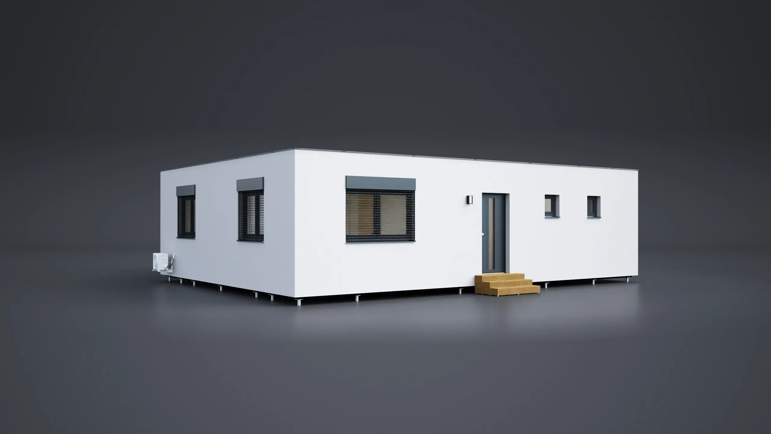 3D model domu - Doppelmodul 108m²- Flachdach