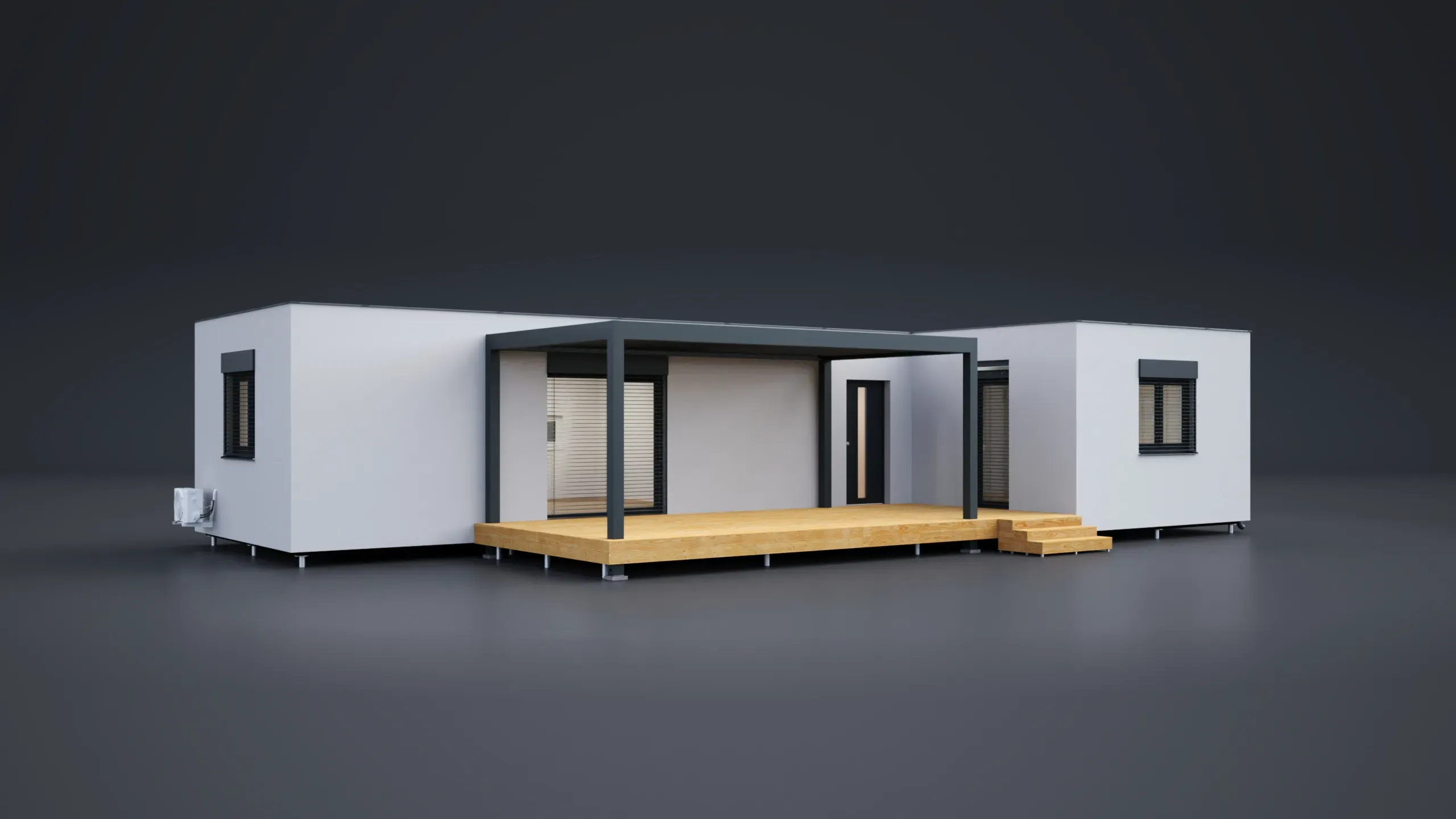 3D model domu - Zweimodulige T 94 m²-Flachdach