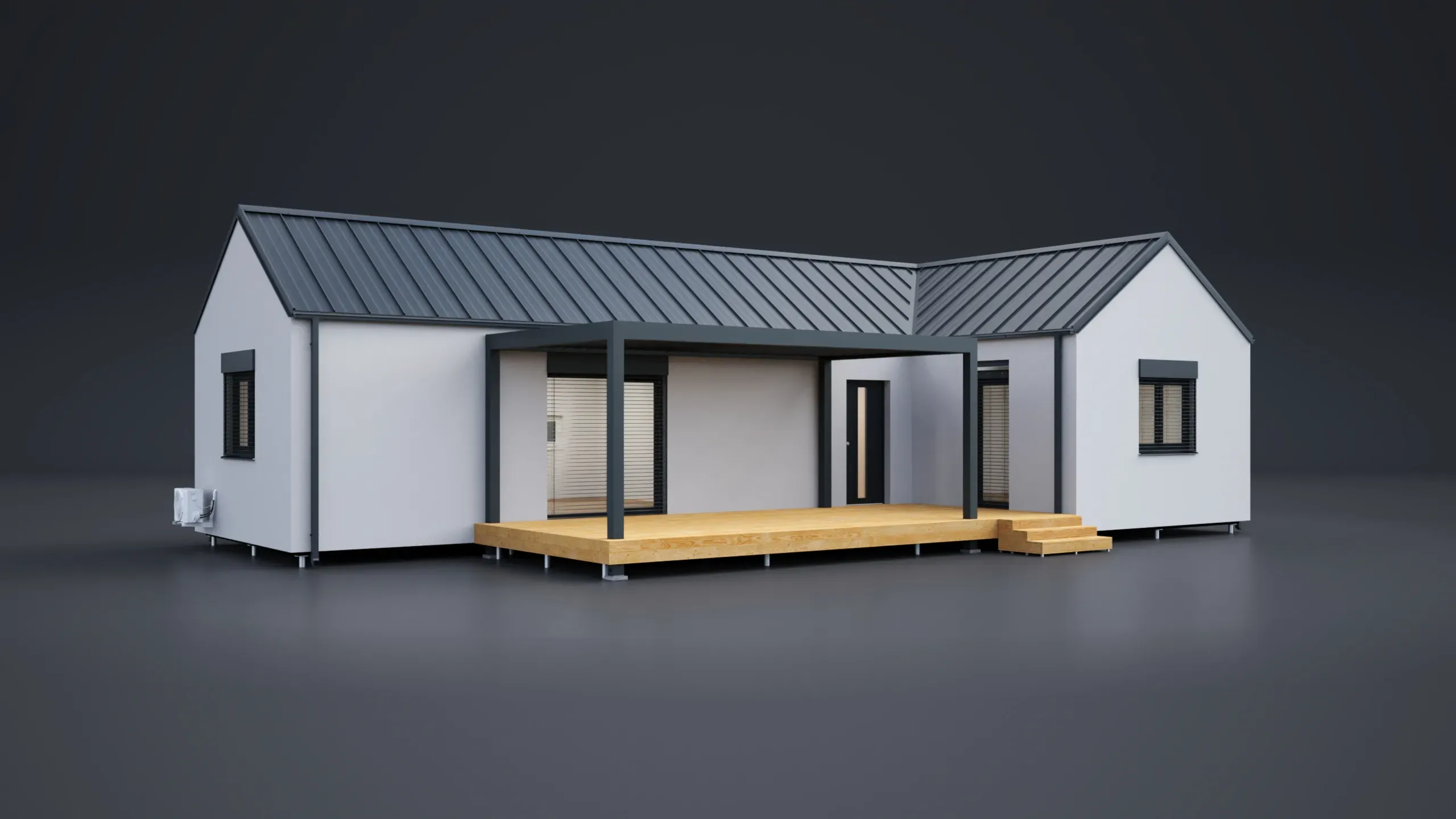 3D model domu - Zweimodulige T 94 m²-Satteldach