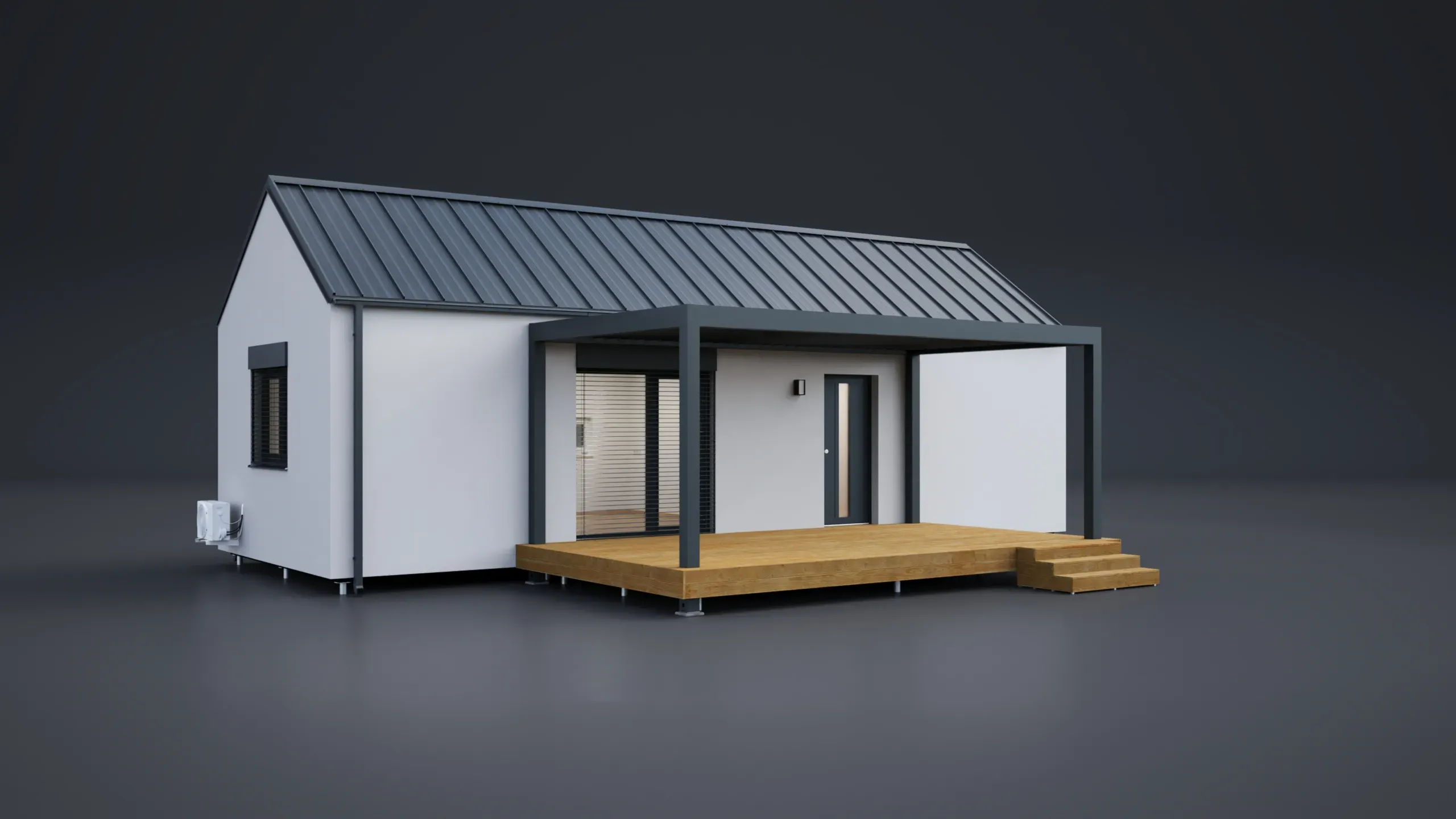 3D model domu - Einzelmodul 54m²-Satteldach