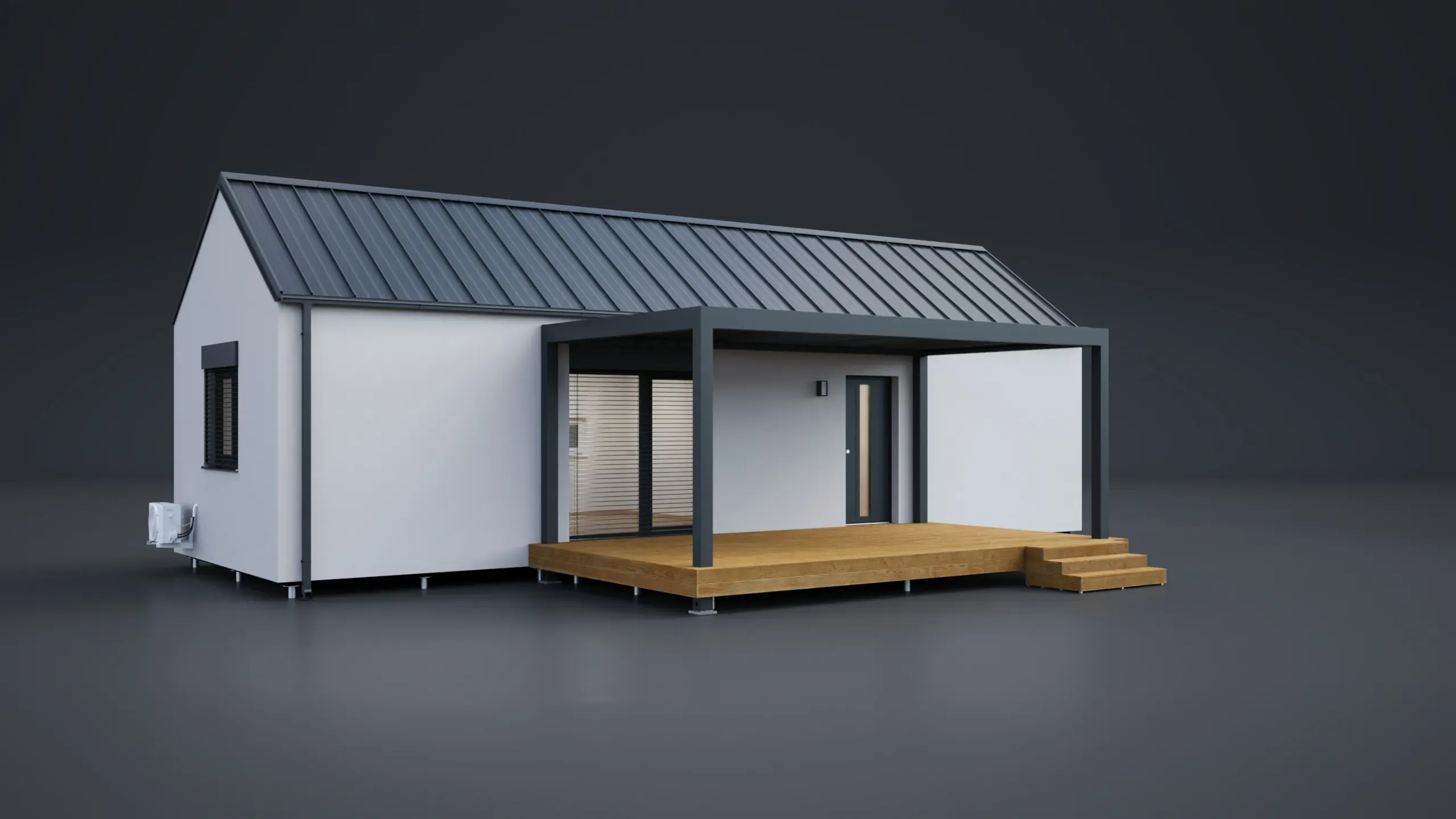 3D model domu - Einzelmodul 59m²-Satteldach